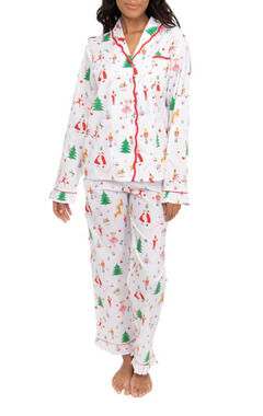 SANT AND ABEL X KATHY HILTON Christmas Magic Cotton Pajamas Set XL White NWT